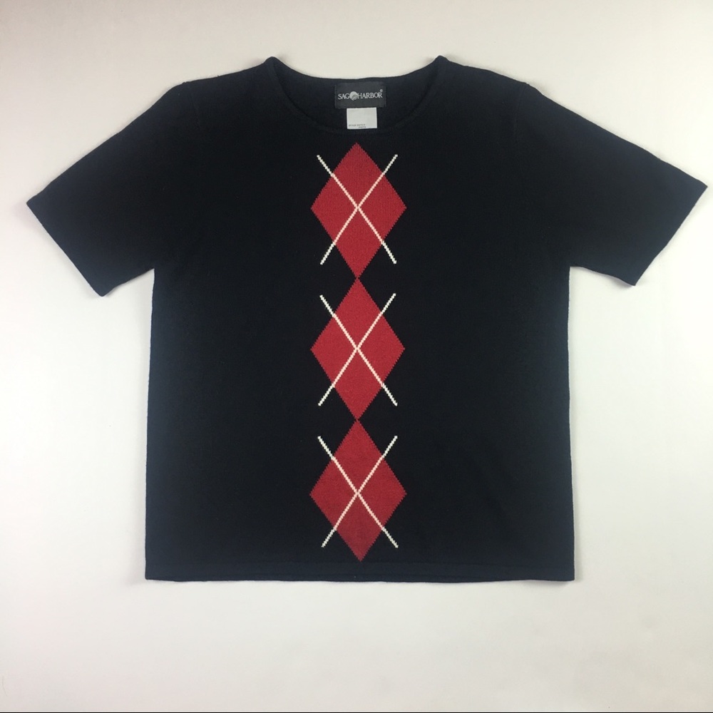 Sag Harbor Short Sleeve Acrylic Sweater Black Sm